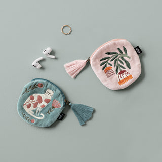 Pochette brodée ronde - Fleur - Petiole™