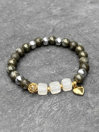 Pyrite et agate craquelée - Bracelet - Petiole™