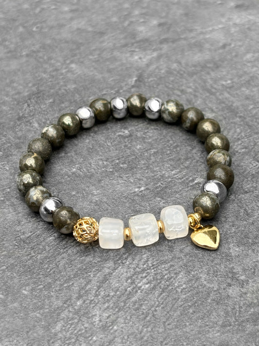 Pyrite et agate craquelée - Bracelet