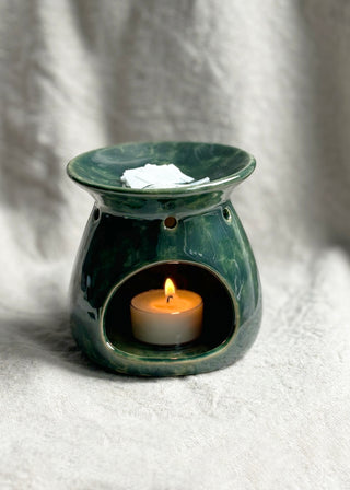 Aroma diffuser - Green enamelled stoneware