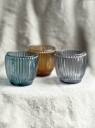 Ribbed Glass Candle Holder