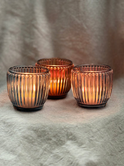 Ribbed Glass Candle Holder