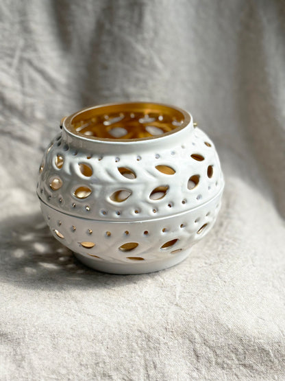 White enameled lantern