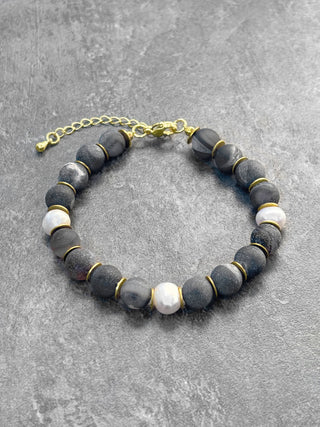 Agate géode et perle d'eau douce - Bracelet de pierres naturelles - Petiole™