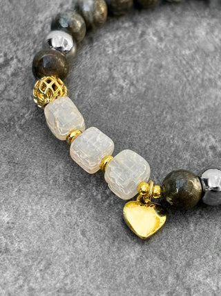 Pyrite et agate craquelée - Bracelet - Petiole™