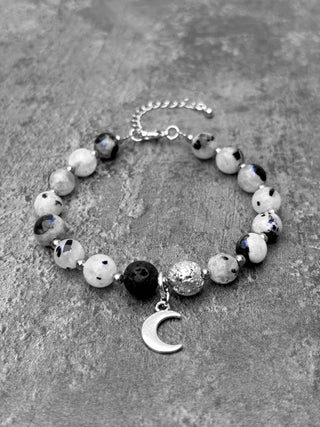 Pierre de lune arc-en-ciel et pierre de lave - Bracelet - Petiole™