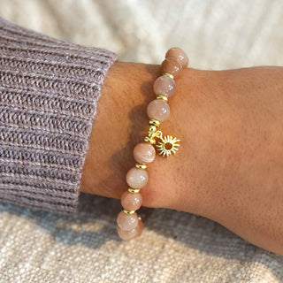 Sunstone and Lava Stone - Bracelet