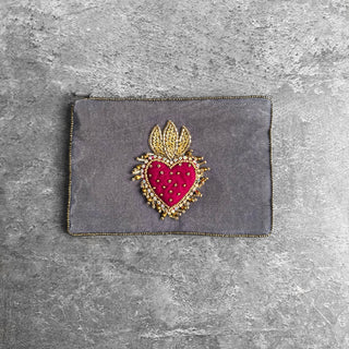 Pochette brodée - Cœur