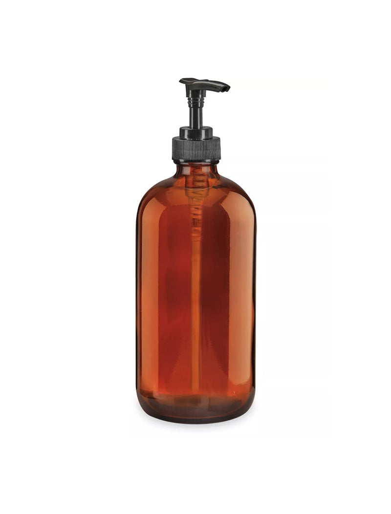 Amber Glass Bottle with Pump - 16 oz